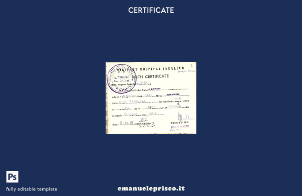 stile verificato Modello di certificato di nascita dell'ospedale militare indian